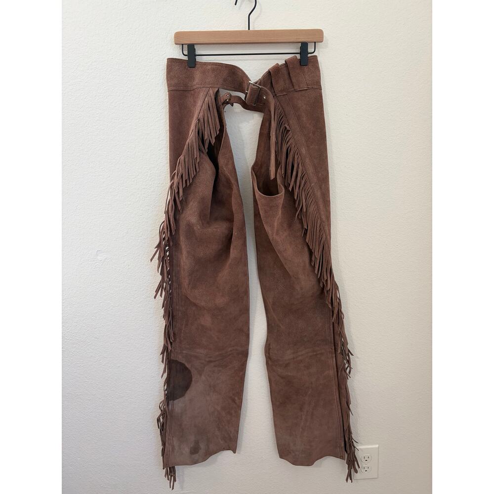 Vintage Leather Chaps Western Express Size Large Rodeo Horseback Riding Trousers - Picture 5 of 10